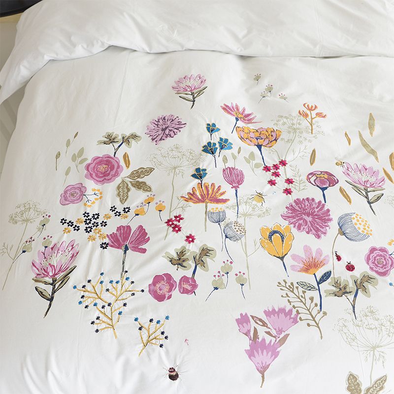 Flower Embroidery Double All Cotton Quilt Cover