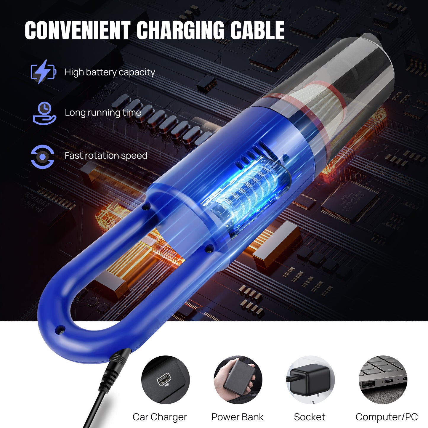 Cordless Handheld Car Vacuum Cleaner Wet Dry Powerful Strong Suction Cleaning UK