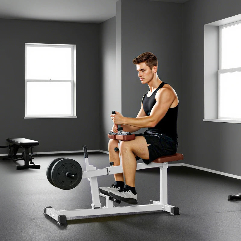 Soozier Adjustable Steel Seated Calf Raise Exercise Strength Training Gym Equipment, Brown