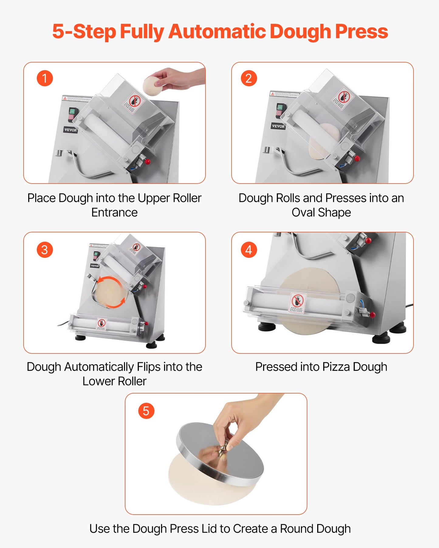 14 Inch Pizza Dough Roller Sheeter Automatic Commercial Pizza Dough Press 370W