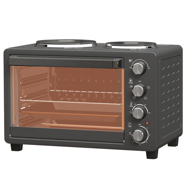 28 L Toasterofen, Kompakter Backofen Zum Kochen Und Grillen, Elektro-Ofen Mit Backblech, Grillrost, 2600W, Schwarz