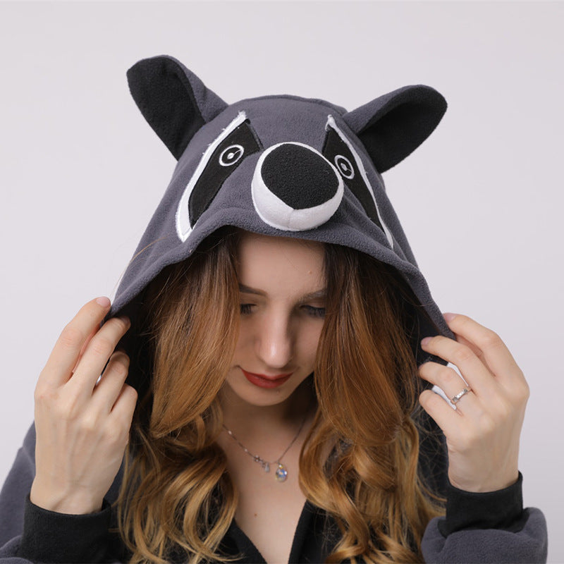 Grizzly Raccoon Cartoon Animal One Piece Pyjamas