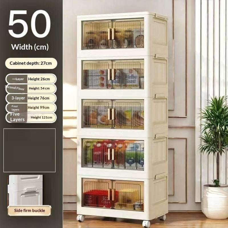 Multi-Tier Mobile Storage Cabinet For Snacks And Kitchen Utensils At Home
