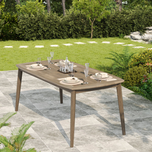Acacia Wood Dining Table 8-Person Outdoor Table, Farmhouse Furniture For Patio, Garden, Backyard, Light Brown 180 LBS Weight Capacity 70.75L