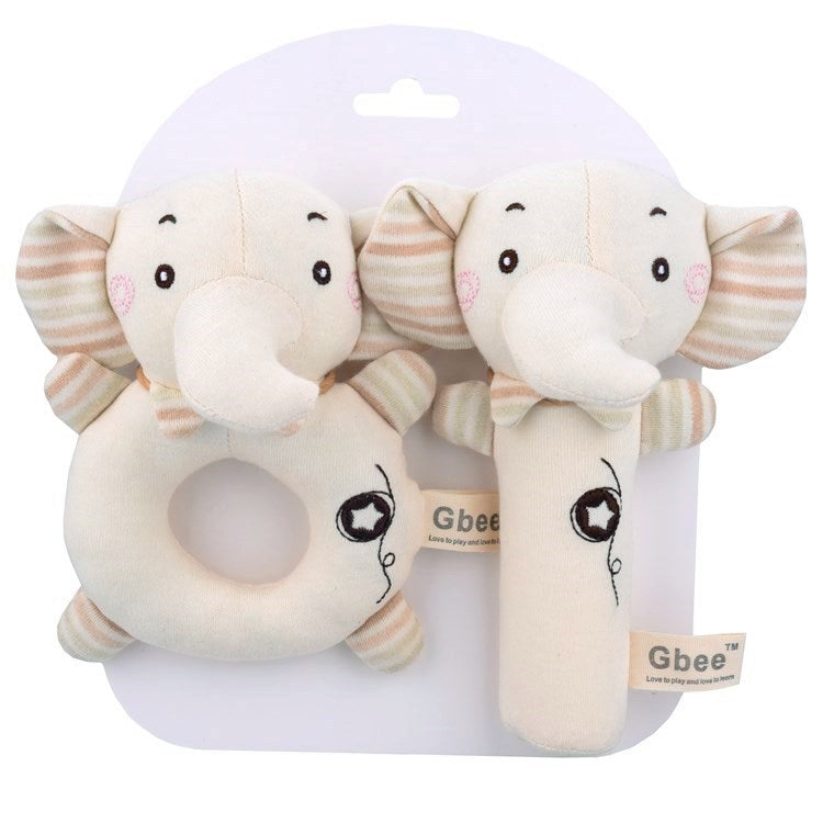 Baby Rattle Plush Early Education Animal Toy Round Rattle Stick Baby Soothing Toy
