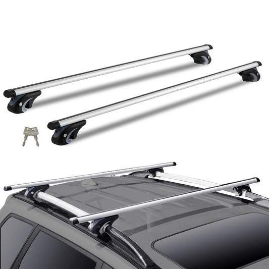 Dachträger Universal Dachgepäckträger Auto Alu Querträger 90 Kg Tragkraft, Für Erhöhte Seitenschiene Mit Lücke, Passend Innenabstand Des Dachbalkens 19-113cm, Rohrdurchmesser 28-68 Mm