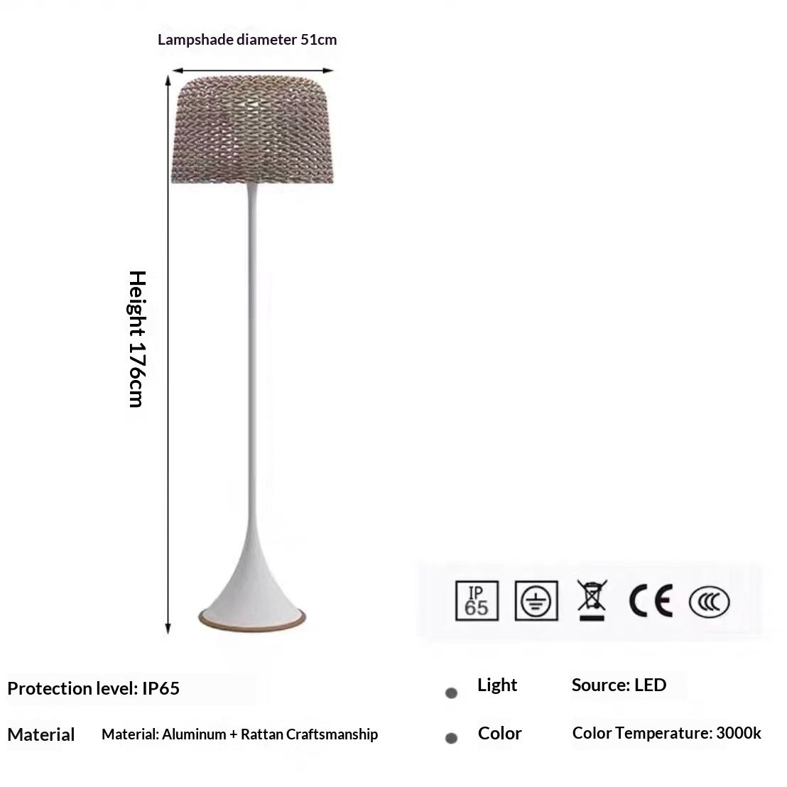 Remote-Controlled Floor Lamp For Villa Garden And Waterproof Balcony