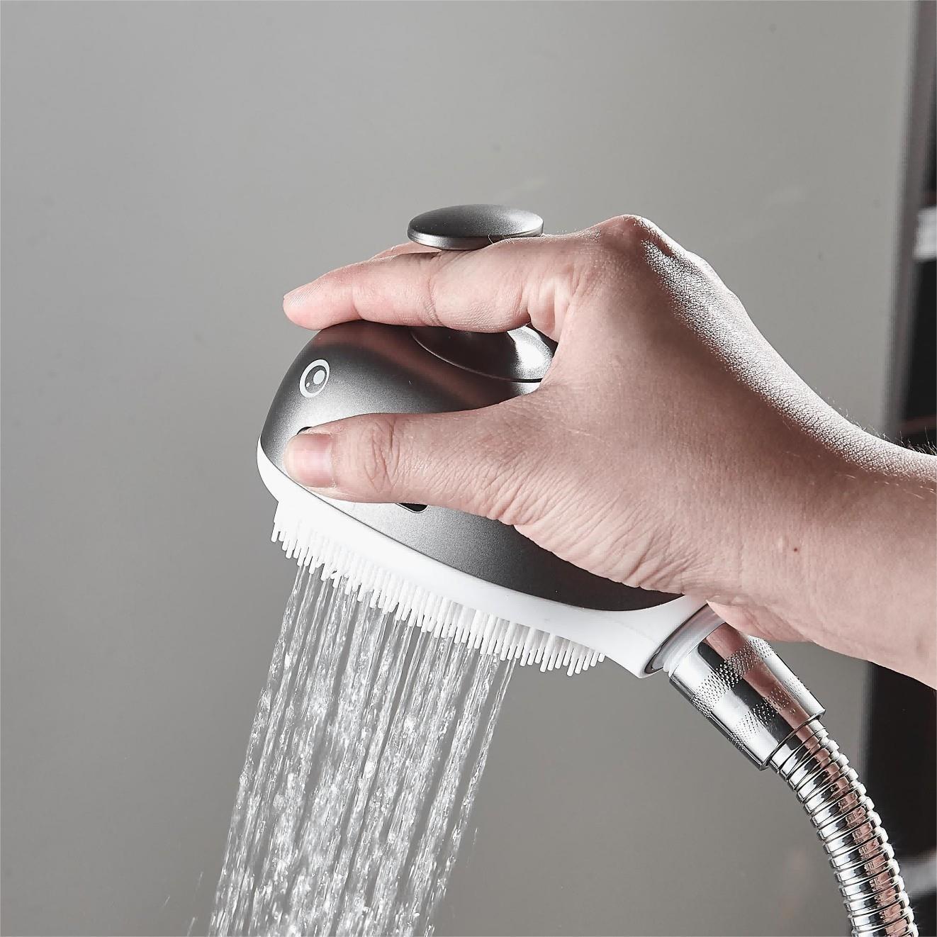 Grey Whale Holding Children's Shower Nozzle Soft Silicone