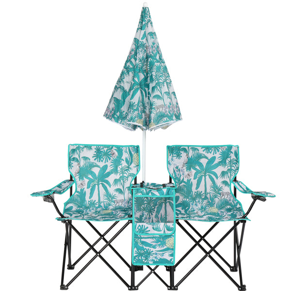 Pineapple Pattern Fishing Chair Iron Bracket Oxford Cloth 85kg With Sun Umbrella
