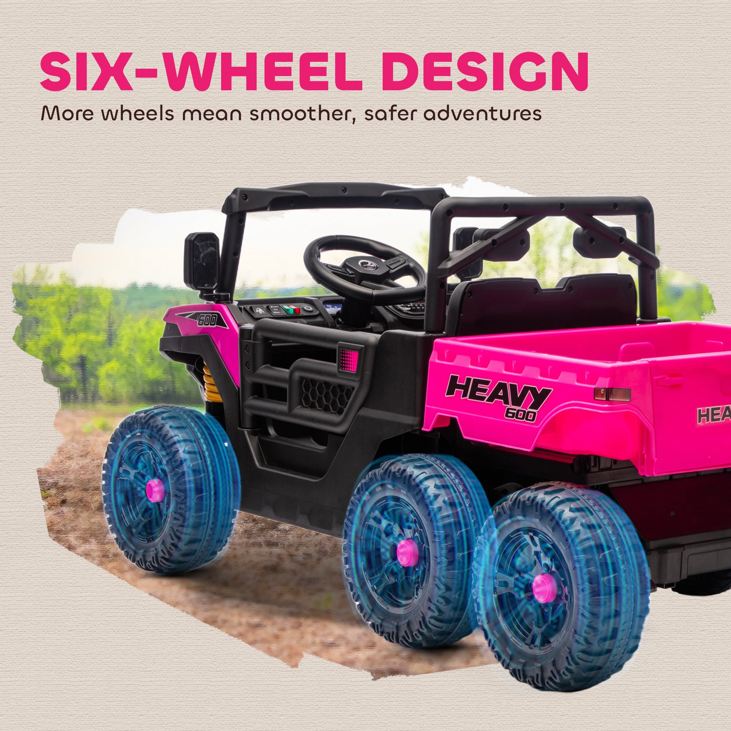 24V 4WD Kids Ride On Car with 6 Wheels