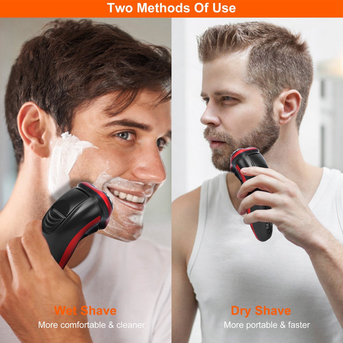 Electric Shaver Razor For Men IPX7 Waterproof Beard Trimmer 3D Rechargeable Painless Rotary Shaver With Trimmer 2 In 1 Electric Shaver
