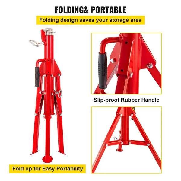 V Head Pipe Stand Adjustable Height 28-52 Inch, Pipe Jack Stands 2500 LB. Capacity,Folding Portable Pipe Stands To 12 Inch Pipe Supporting,Steel Jack Stands
