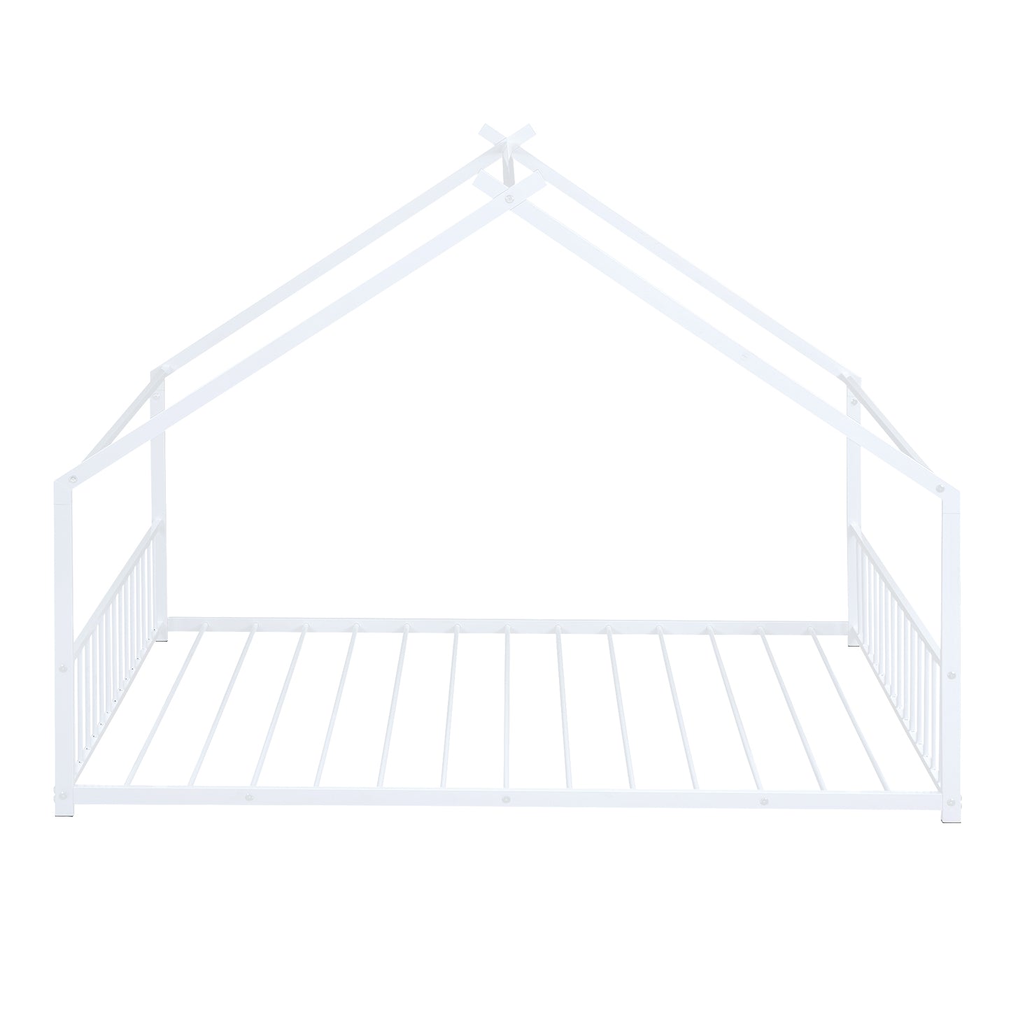 Full Size Metal House Bed, White