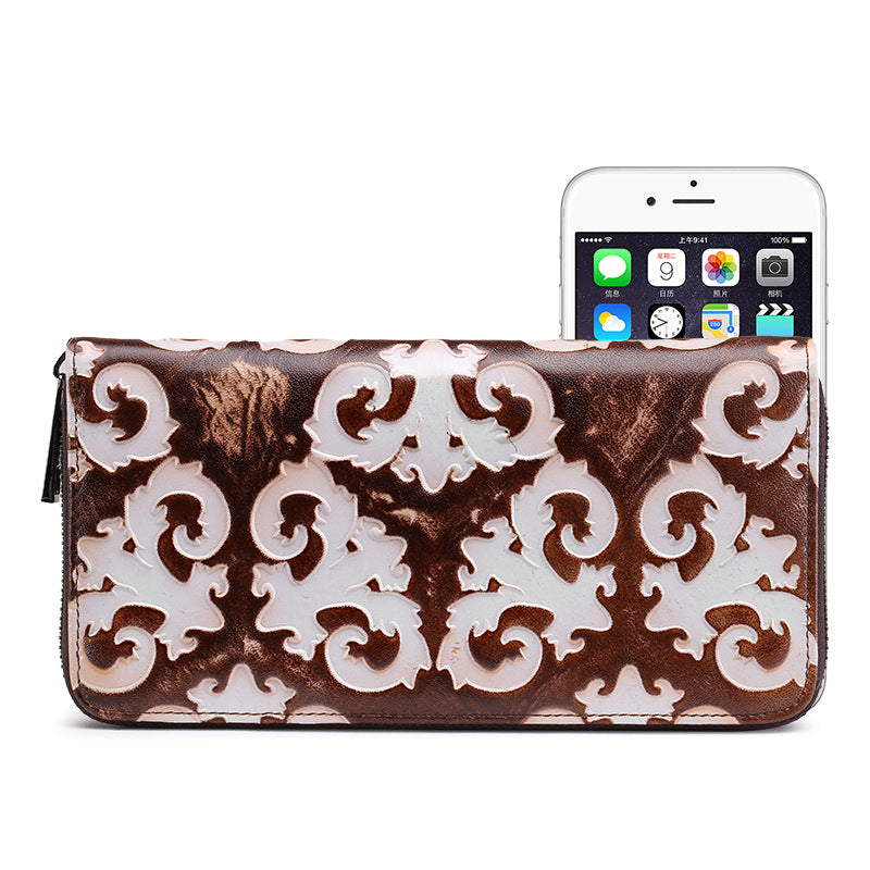 Brushed New Fashion Creative Women's Retro Wallet Top Layer Leather Long