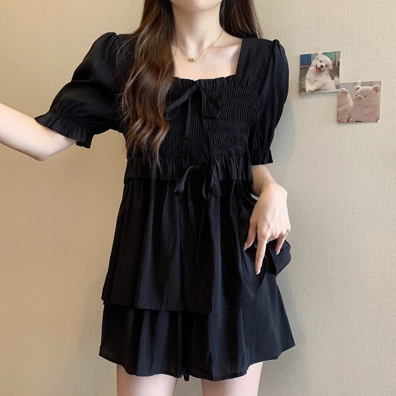 Elastic Waist Shirt And Shorts Casual Two-piece Set