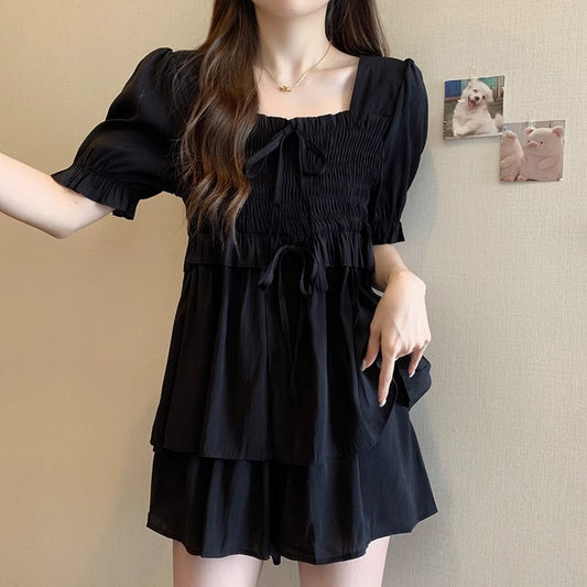 Elastic Waist Shirt And Shorts Casual Two-piece Set