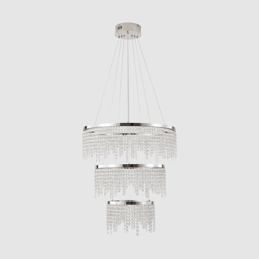 24-inch Crystal Chandelier LED Ceiling Lamp, Adjustable Color Temperature 3000K 4000K 6000K, Height Adjustable, Luxury Round Chandelier, Suitable For Living Room, Dining Room, Bedroom