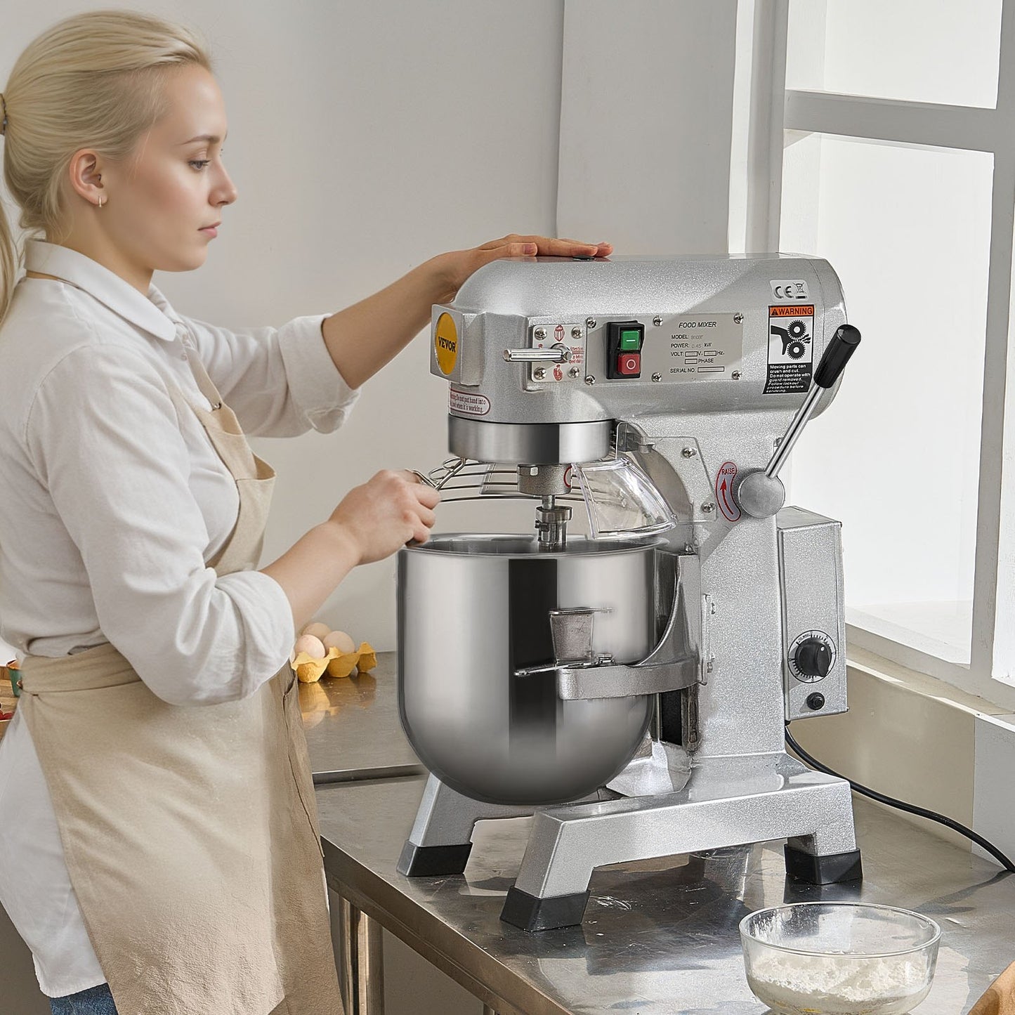 Commercial Food Mixer 10L 3-Speed Stand Dough Mixer 550W For Restaurant