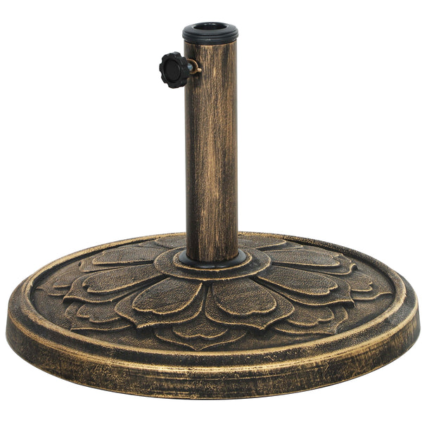 Round Patio Umbrella Base, 26 Lbs Resin Outdoor Umbrella Stand Base, Patio Umbrella Stand For 1.31.51.9 Umbrella Poles For Outdoor, Lawn, Poolside, Bronze