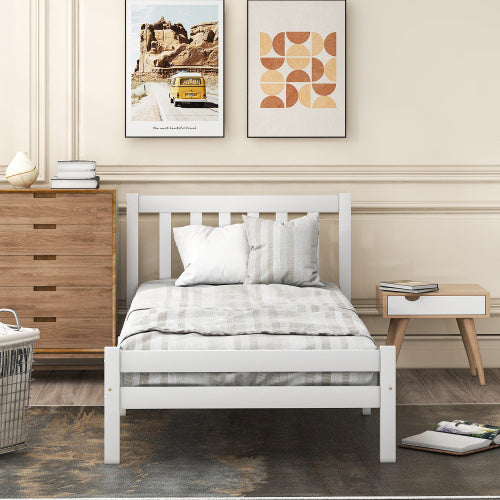 Wooden Bed Frame, Single Bed 3ft Solid Wooden Bed Frame, Bedroom Furniture For Adults, Kids, Teenagers ,90 X 190 Cm
