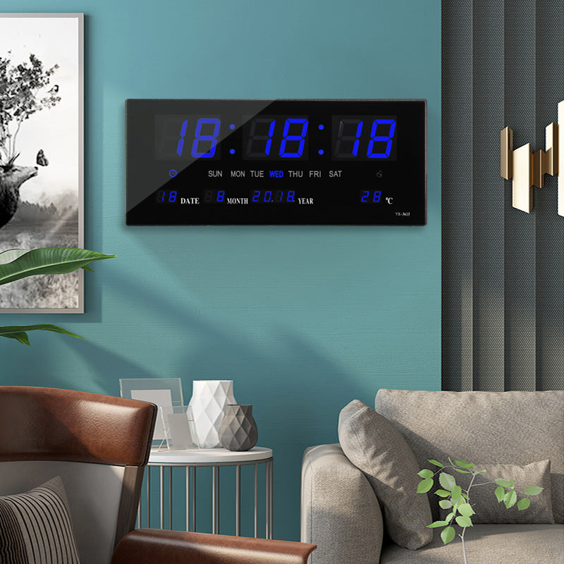 Living Room Calendar Wall Clock Simple Clock Big Digital Temperature Clock