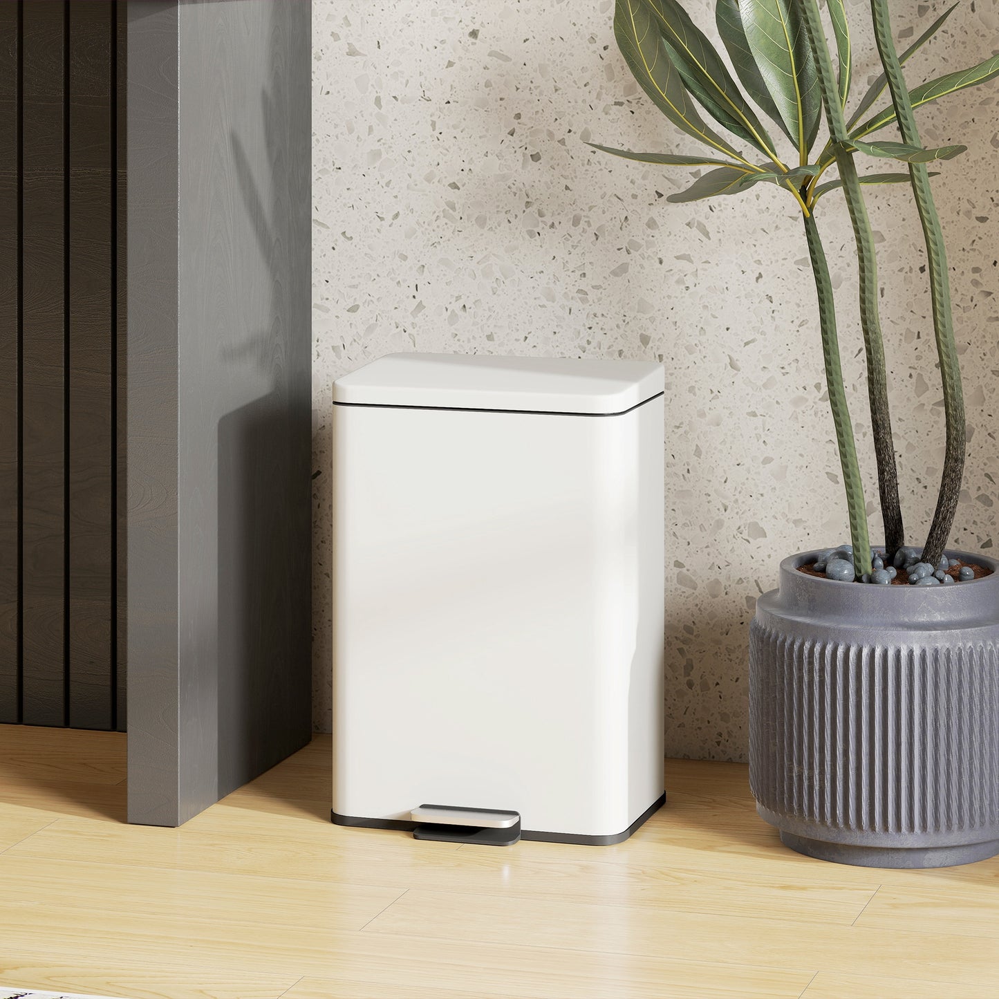 20L Kitchen Bin With Soft-Close Lid And Stay-Open Function, Pedal Bin With Removable Inner Bucket For Kitchen, Office, Home, Cream