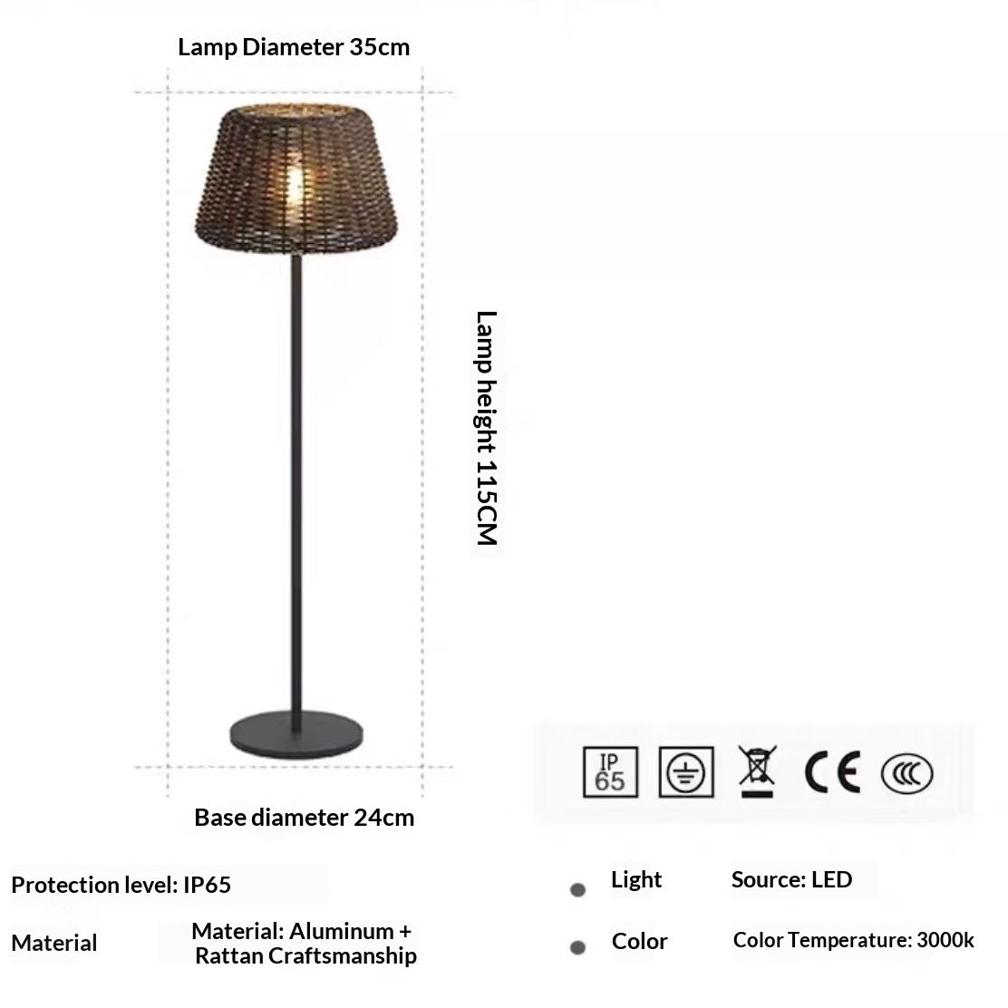 Remote-Controlled Floor Lamp For Villa Garden And Waterproof Balcony