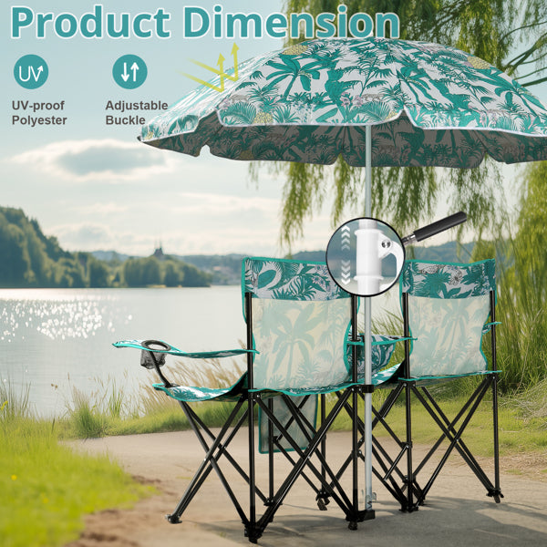 Pineapple Pattern Fishing Chair Iron Bracket Oxford Cloth 85kg With Sun Umbrella