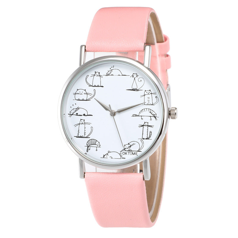 Simple belt multicolor student quartz watch