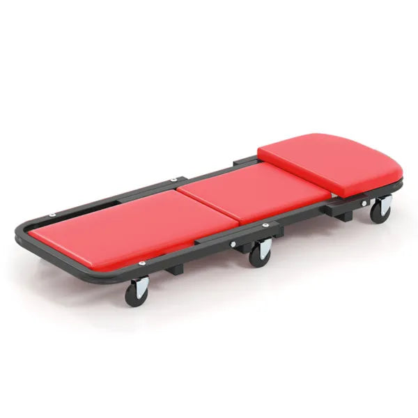 Foldable Garage Creeper With Padded Seat, 6 Universal Casters Dual-Mode Repair Tool For Workshop