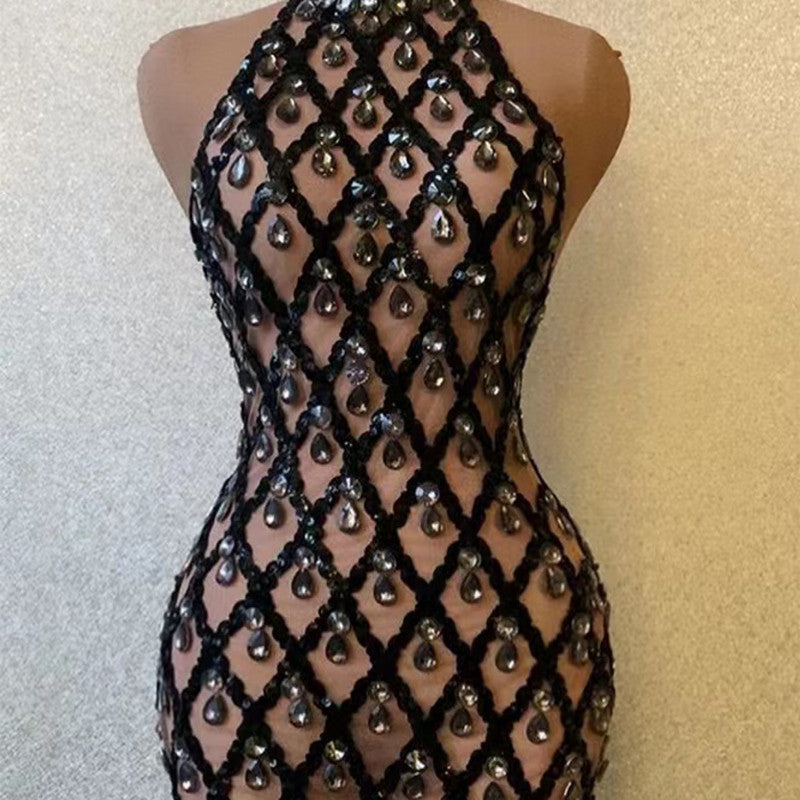 Women's Temperament Fashion Full Of Diamonds Mesh Short Skirt