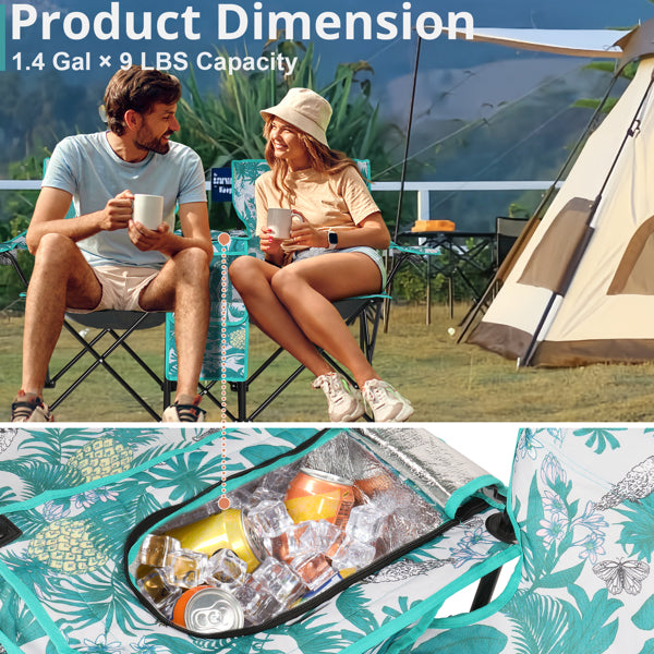 Pineapple Pattern Fishing Chair Iron Bracket Oxford Cloth 85kg With Sun Umbrella