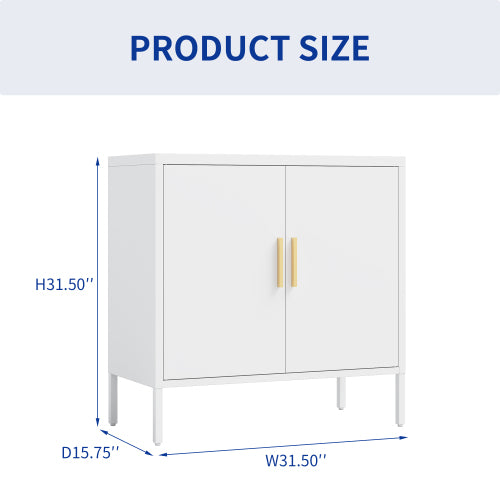 Metal Storage Cabinet With 2 Doors And 2 Adjustable Shelves, Steel Garage Storage Cabinet, Metal File Cabinet For Home Office School Gym, White