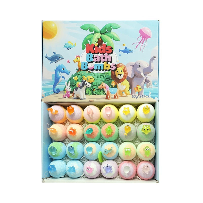 Animal Toy Bath Salt Ball Set 24 Pieces For Kids Bath Time