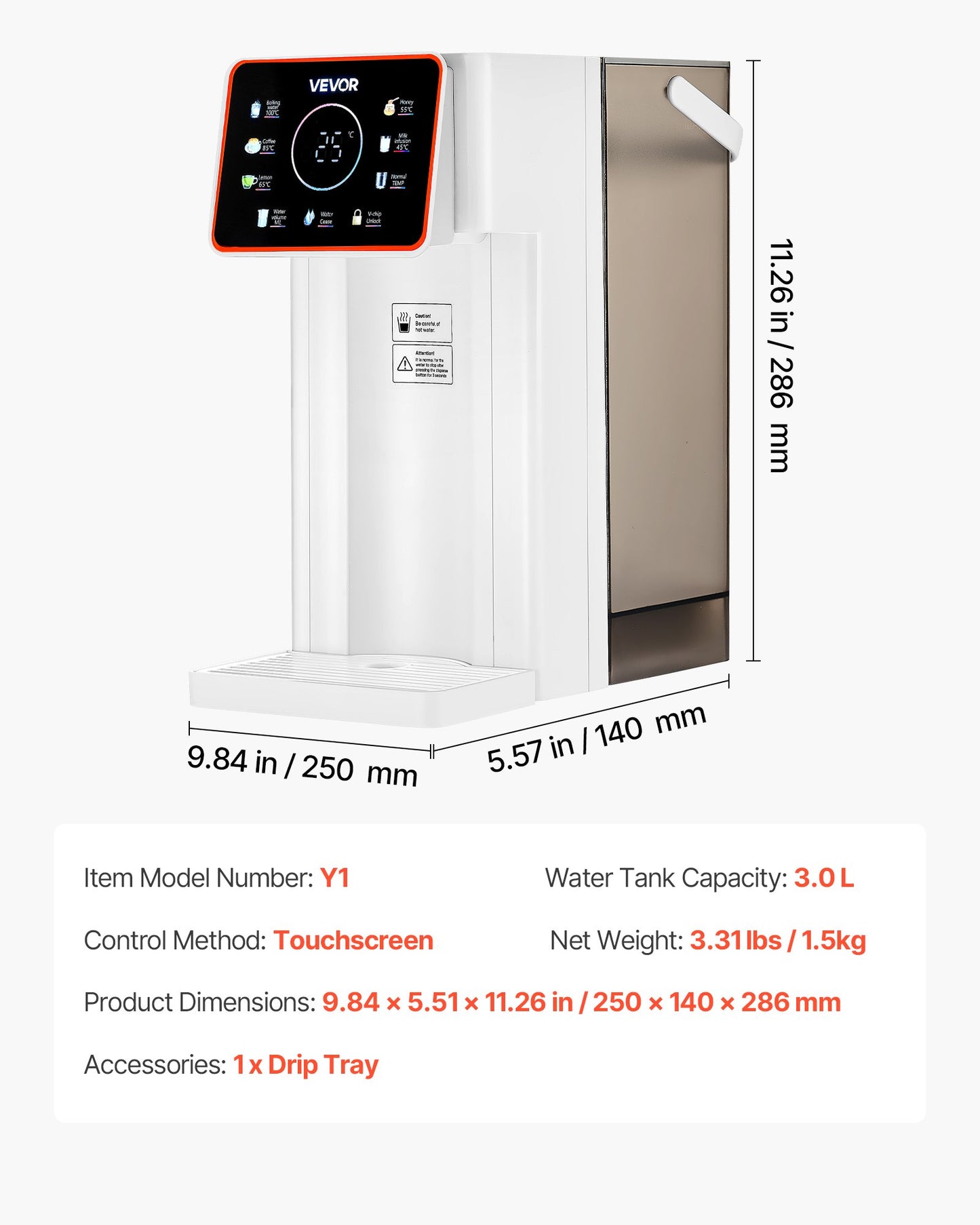 Countertop Instant Hot Water Dispenser With 6 Temps 7 Volumes 101oz Tank
