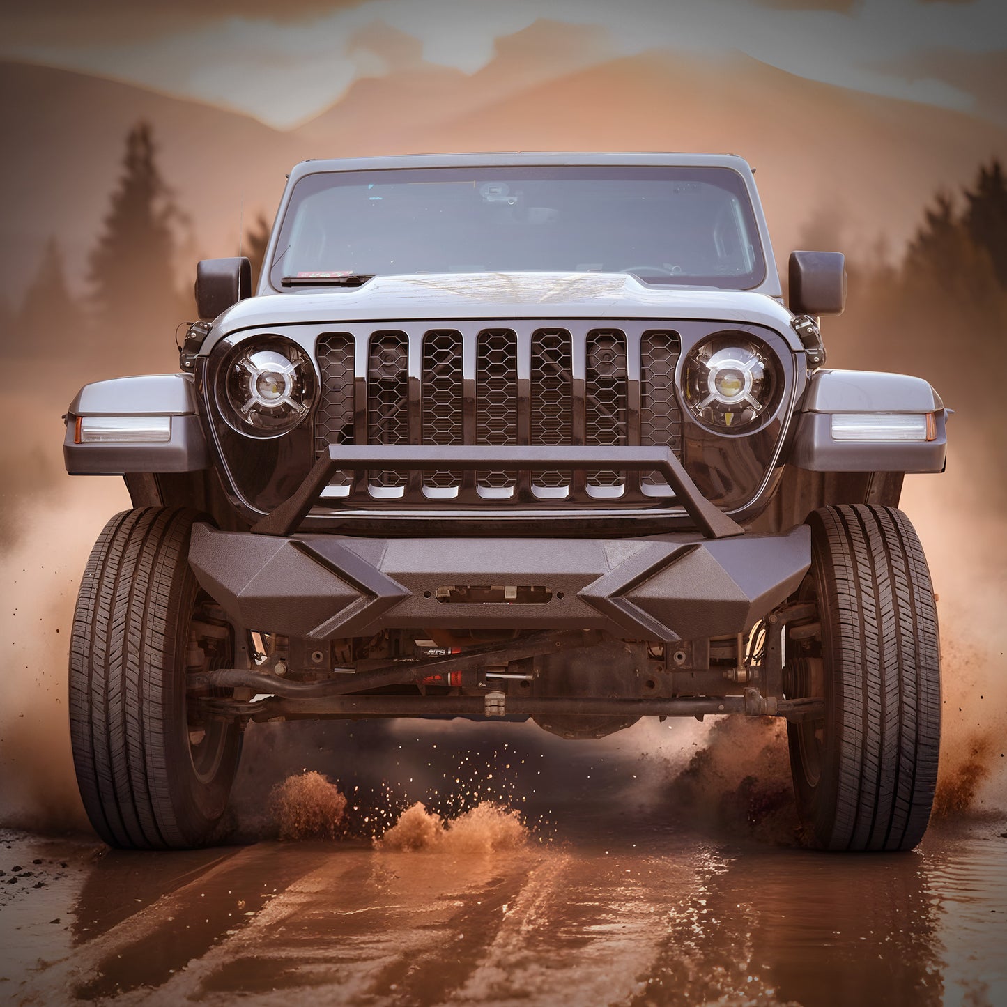 Front Bumper With Winch Plate Compatible With Wrangler JK