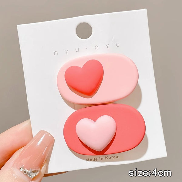 Korean Style Simple Hair Clip Heart Flowers Hair Accessories