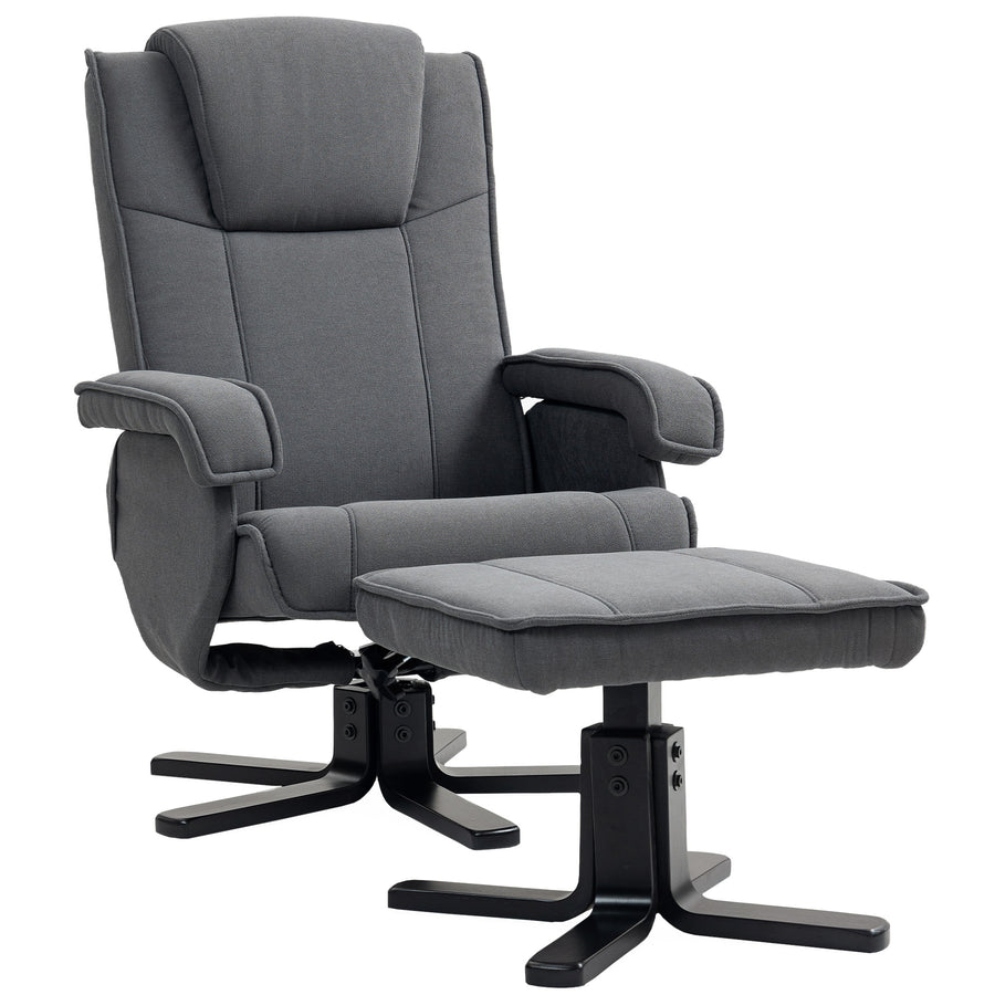 Swivel Recliner Chair With Footstool - Charcoal Grey Velvet