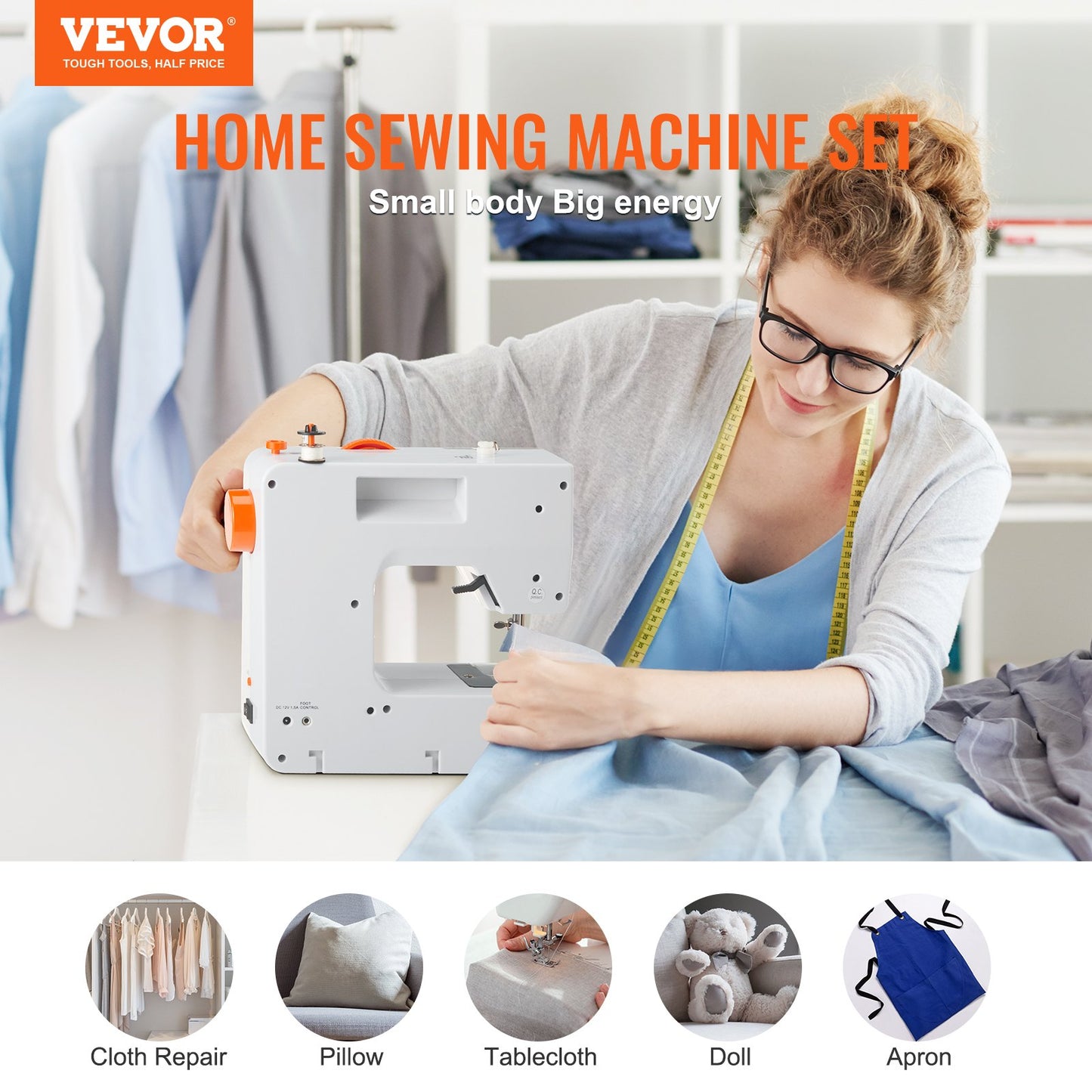 Sewing Machine, Portable Sewing Machine For Beginners With 38 Built-in Stitches & Reverse Sewing, Dual Speed Sewing Machine With Extension Table Foot Pedal, Accessory Kit Family Home Travel
