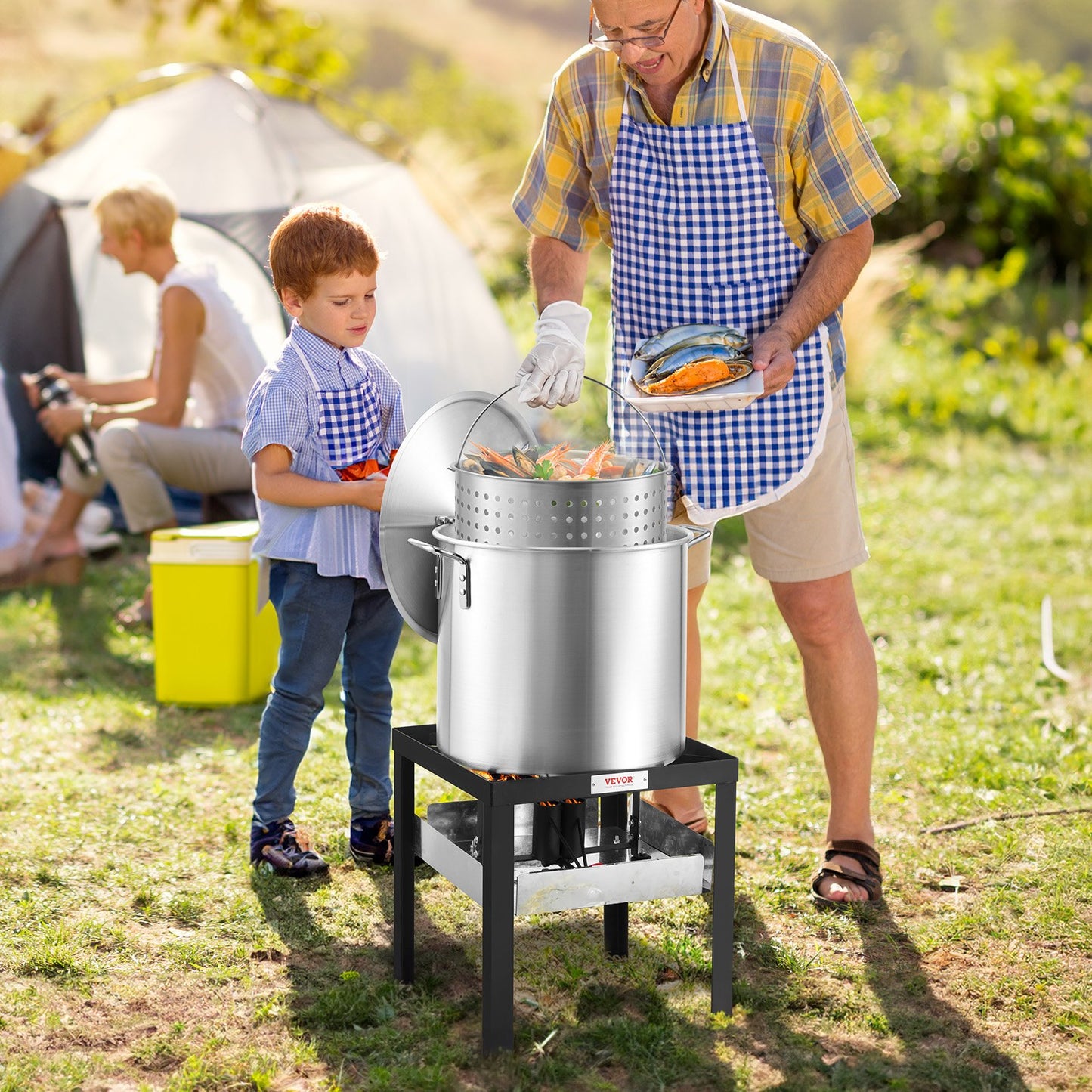 100 Qt Seafood Boiling Kit With Strainer Outdoor Crab Crawfish Cooking Pot