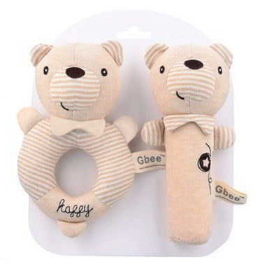 Baby Rattle Plush Early Education Animal Toy Round Rattle Stick Baby Soothing Toy