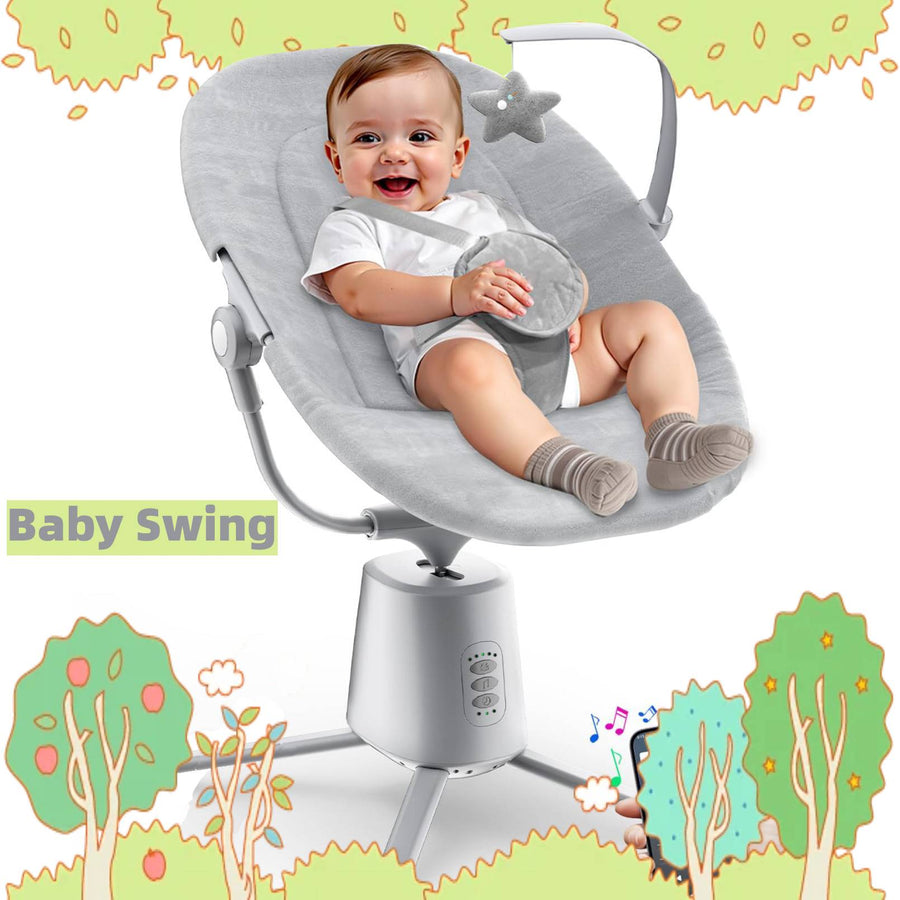Baby Swing,Baby Swings For Infants With 3 Modes & 5 Speeds BT Enabled App & Remote Control, Electric Swing 6 Melodies And 3 Timer Setting