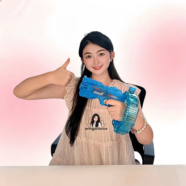 Kids Space Electric Water Gun, Transformable Design With Energy Gathering Ring, Flashing Light & Sim Recoil, Large Capacity Drum Magazine, Full Auto Continuous Shooting Water Blaster Toy