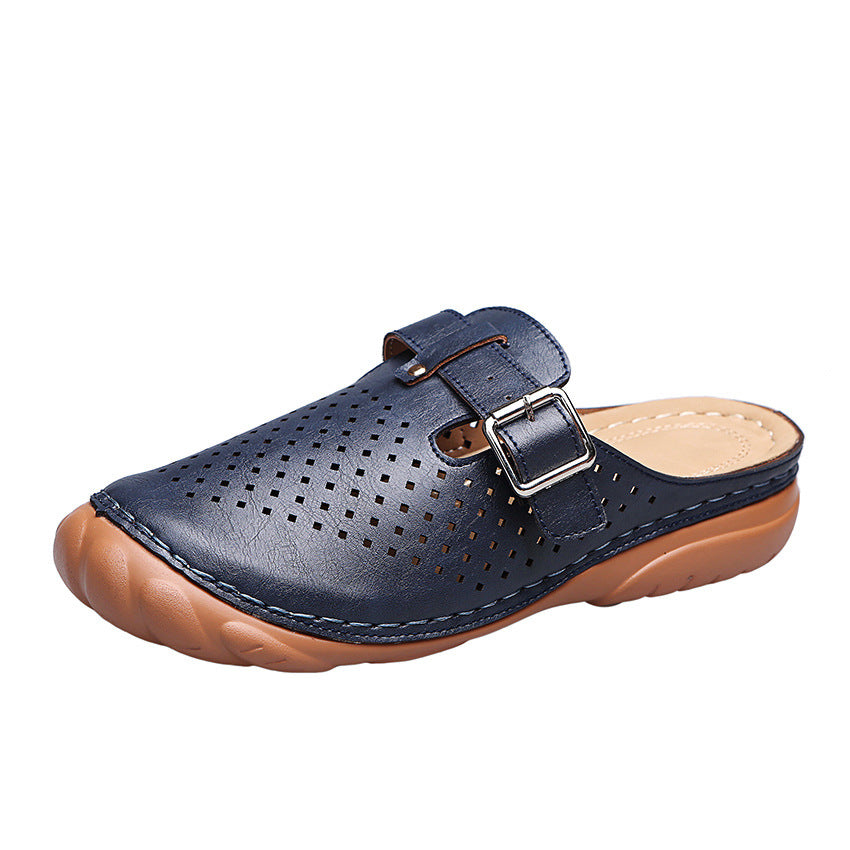 Hole Slippers Lightweight Metal Buckle Platform Toe Cap Sandals