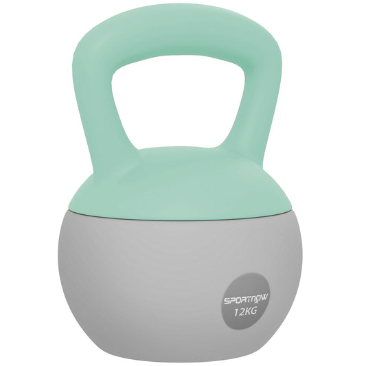 SPORTNOW 12KG Soft Kettlebell, Kettlebell With Non-Slip Handle For Home Gym, Weight Lifting, Strength Training, Green/Grey