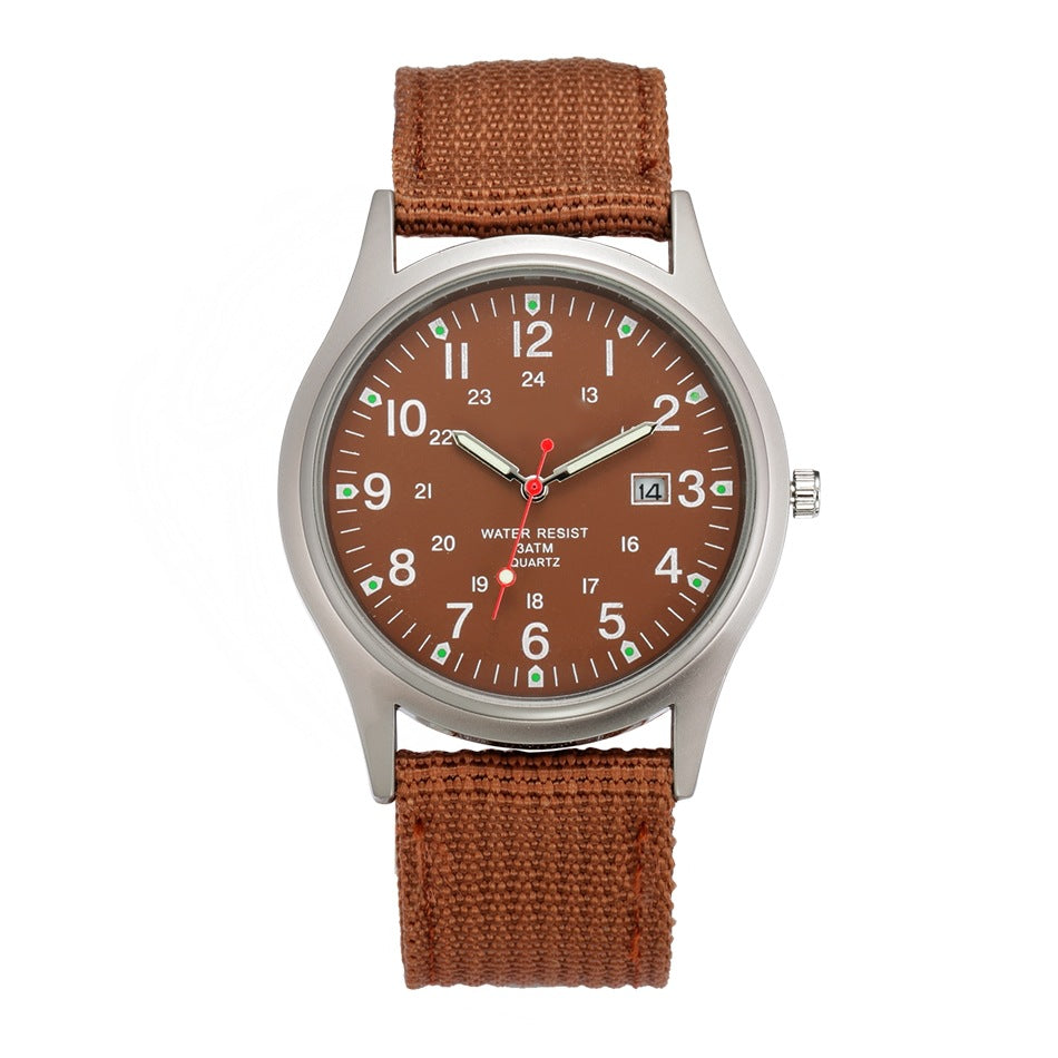 Watches Fabric Band Military Calendar Army Clock