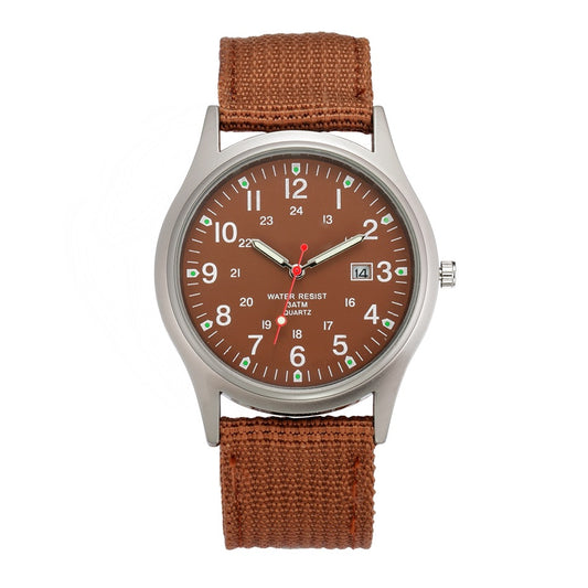 Watches Fabric Band Military Calendar Army Clock