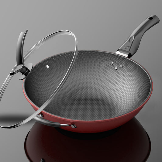Full size honeycomb nonstick wok flat bottom