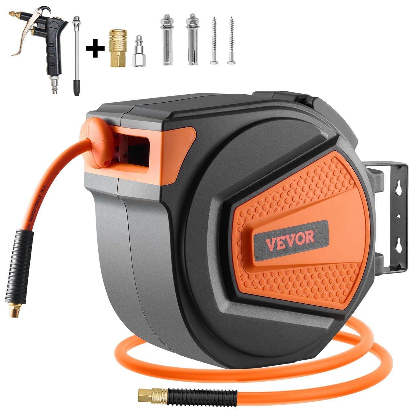 Retractable Air Hose Reel  Hybrid Enclosed Air Hose 300 PSI