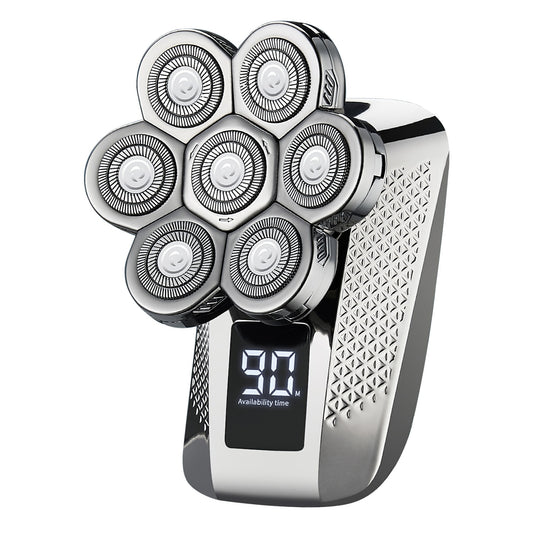 1Pc Head Shavers For Bald Men 5 In 1 7D Electric Rotary Razor Rechargeable Cordless Head Beard Trimmer Shaver Kit IPX6 Waterproof Dry Wet Grooming Kit With 3 Combs